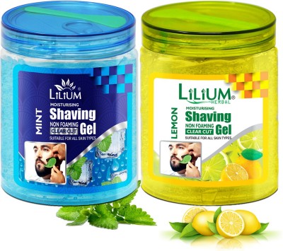 LILIUM Moisturising Non Foaming Shaving Gel, Mint and Lemon, Pack of 2(1000 g)