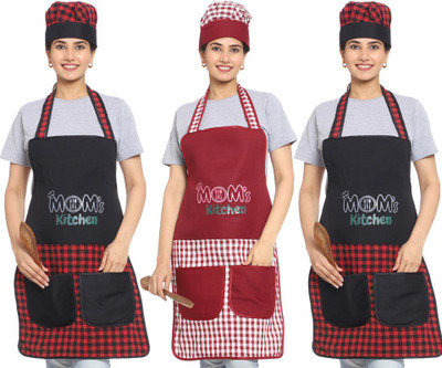 JMI Cotton Chef's Apron - Free Size(Multicolor, Pack of 3)