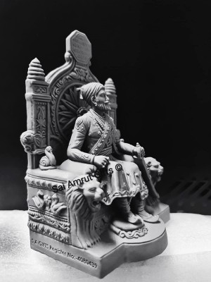 S A Gifts Sai Amrut Chatrapati Shivaji Maharaj Statue for Home and car (15cm, Matte Black) Decorative Showpiece  -  17 cm(Polyresin, Black)