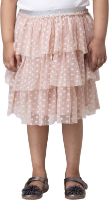 Hoop Hippo Polka Print Girls Flared Pink Skirt