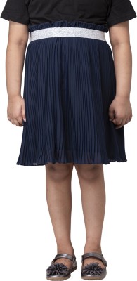 Hoop Hippo Solid Girls Pleated Blue Skirt