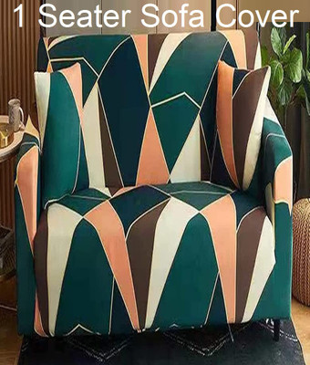lukzer Polyester Geometric 1 Seater Sofa Cover(Geometric Design Pack of 1)