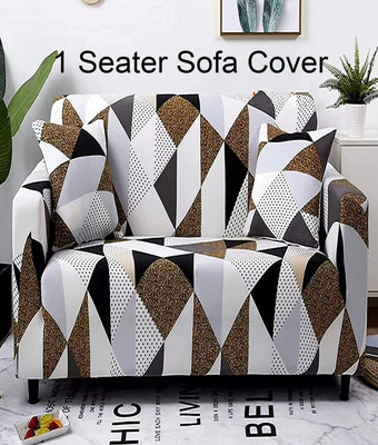 lukzer Polyester Geometric 1 Seater Sofa Cover(Prism Dotted Design Pack of 1)