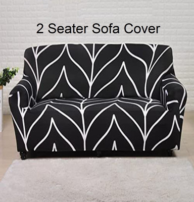 lukzer Polyester Striped 2 Seater Sofa Cover(Black Pack of 1)
