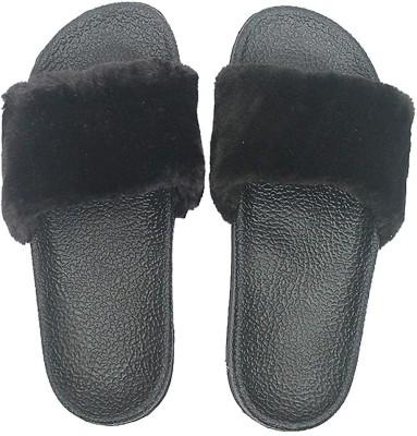 FREECO Women Slides(Black , 4)