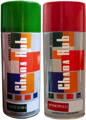 GHANA HUB PREMIUM CUBE DOUBLE GREEN AND WINE RED Multicolor Spray Paint 900 ml(Pack of 2)