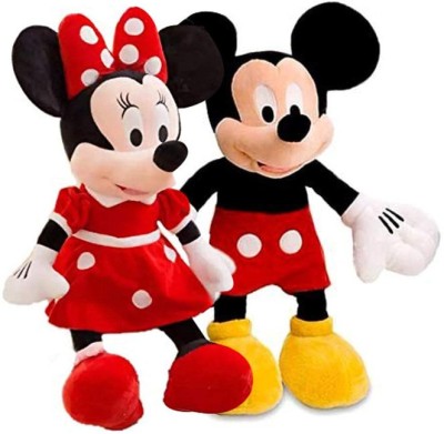 ZYEPE Combo Pack of Mickey Mouse and Minnie Mouse Teddy Bear Soft Toy  - 35 cm(Red)