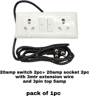 Saifee 6m 20amp 2+2 2  Socket Extension Boards(White, 3 m)