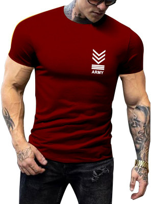 Fashion And Youth Printed Men Round Neck Maroon T-Shirt