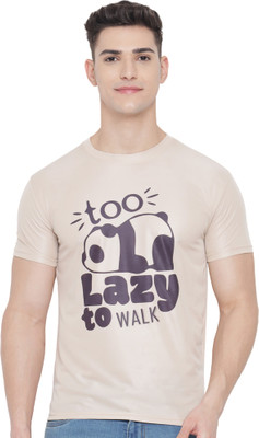 InkTees Printed Men Round Neck Beige T-Shirt
