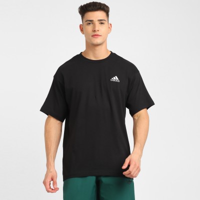 ADIDAS Solid Men Crew Neck Black T-Shirt