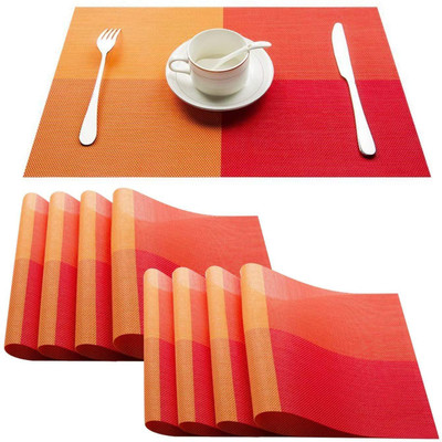 jamunesh Rectangular Pack of 4 Table Placemat(Orange, PVC)