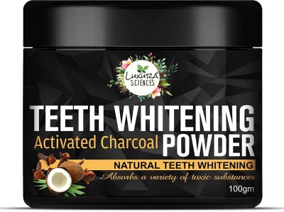 Luxura Sciences Carbon White Activated Charcoal Powder Teeth Whitening Powder with Clove, Mint Extracts. 100 Gms. Refreshing Anti-Inflammatory.200 Gms Teeth Whitening Kit