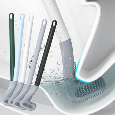 Molzo Golf shape Long Handled Silicon Toilet Brush Head Brushes for Bathroom(Multicolor)