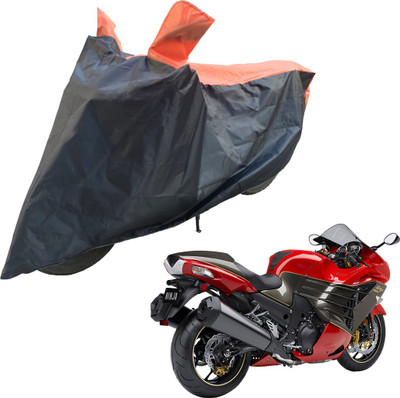 RiderShine Two Wheeler Cover for Kawasaki(Ninja ZX-14R, Black, Orange)