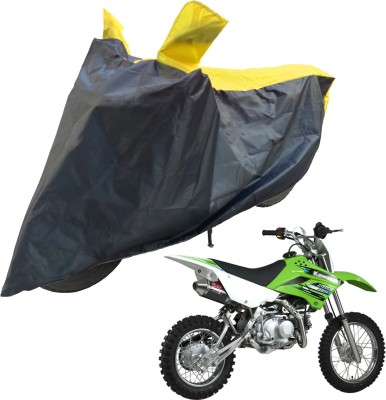 RiderShine Two Wheeler Cover for Kawasaki(KLX 110, Black, Yellow)