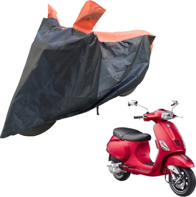 RiderShine Two Wheeler Cover for Piaggio(Vespa SXL 150, Black, Orange)