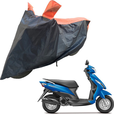 RiderShine Two Wheeler Cover for Suzuki(Let's, Black, Orange)