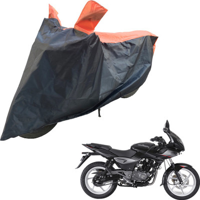 RiderShine Two Wheeler Cover for Bajaj(Pulsar 220 DTS-i, Black, Orange)
