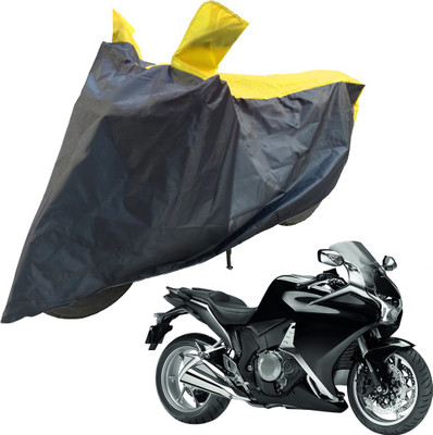 RiderShine Two Wheeler Cover for Honda(VFR 1200F, Black, Yellow)