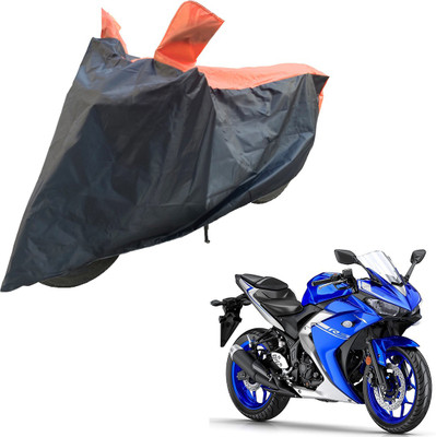 RiderShine Two Wheeler Cover for Yamaha(YZF R3, Black, Orange)