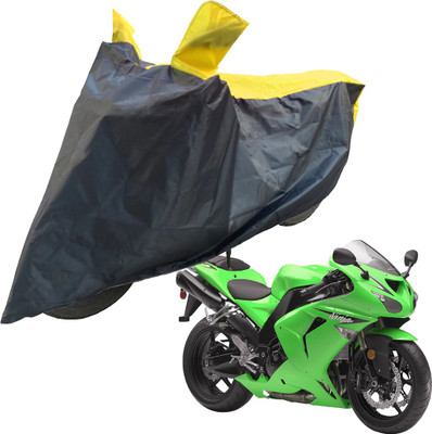 RiderShine Two Wheeler Cover for Kawasaki(Ninja ZX 10R, Black, Yellow)
