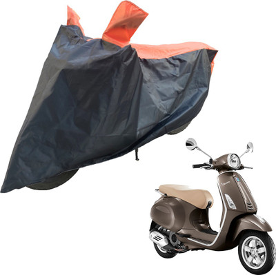RiderShine Two Wheeler Cover for Piaggio(Vespa VXL 125, Black, Orange)