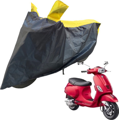 RiderShine Two Wheeler Cover for Piaggio(Vespa SXL 150, Black, Yellow)