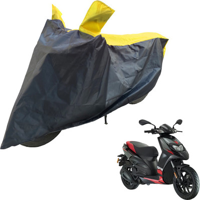 RiderShine Two Wheeler Cover for Aprilia(SR 125, Black, Yellow)