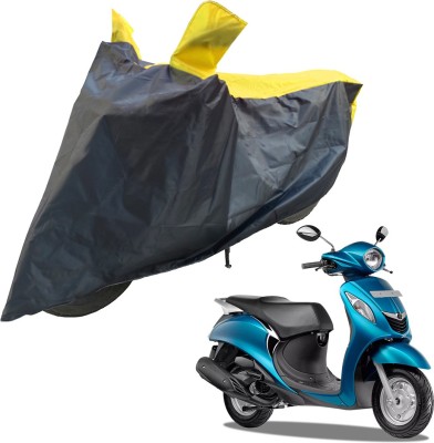 RiderShine Two Wheeler Cover for Yamaha(Fascino, Black, Yellow)