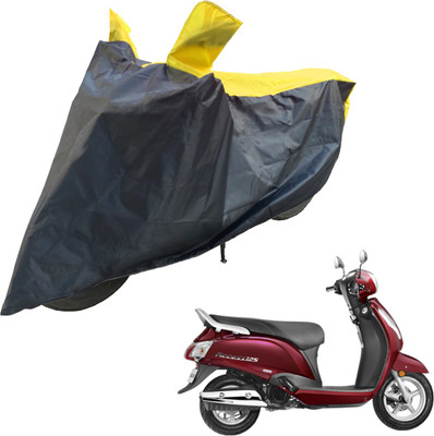 RiderShine Two Wheeler Cover for Suzuki(New Access 125, Black, Yellow)