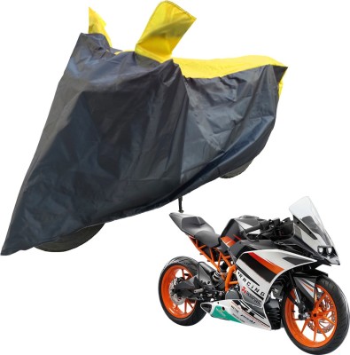 RiderShine Two Wheeler Cover for KTM(RC 390, Black, Yellow)