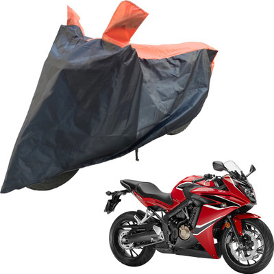 RiderShine Two Wheeler Cover for Honda(CBR 650F, Black, Orange)