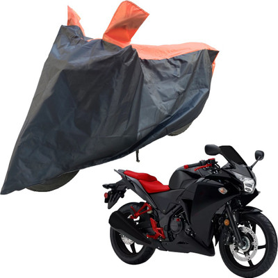 RiderShine Two Wheeler Cover for Honda(CBR 250R, Black, Orange)
