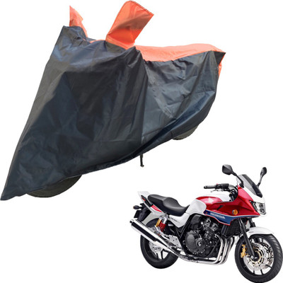 RiderShine Two Wheeler Cover for Honda(CB 400, Black, Orange)