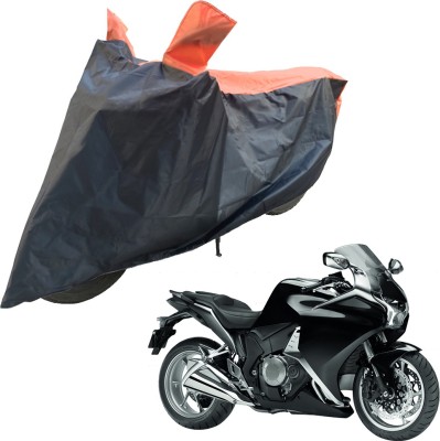 RiderShine Two Wheeler Cover for Honda(VFR 1200F, Black, Orange)