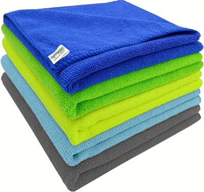 MegaValue Microfiber Vehicle Washing Cloth(Pack Of 5, 250 GSM)