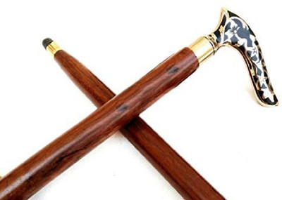 RanaCreation wooden walking stick in 2 fold with flower head Walking Stick