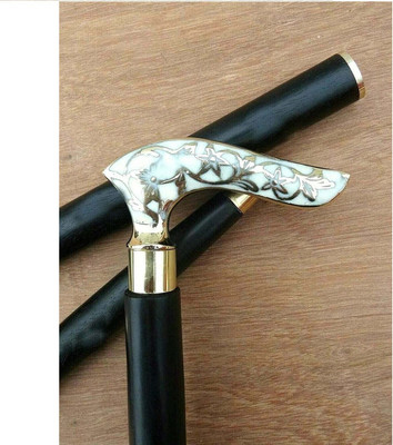 RanaCreation Black walking stick with flower head in 3 folding Walking Stick