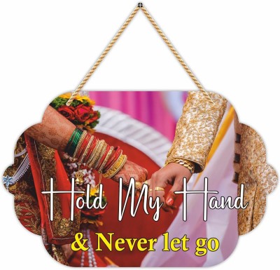 KREEPO Hold my Hand & Never Let Go Wall Hanging With Quote for Home Decor Item_K48(7 inch X 11.5 inch, Multicolor)