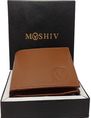 Moshiv Men Tan Genuine Leather Wallet(3 Card Slots)