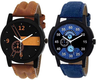 watchstar Watch Star Pack of 2 leather watch for Mens - LR1&LR2B Analog Watch  - For Couple
