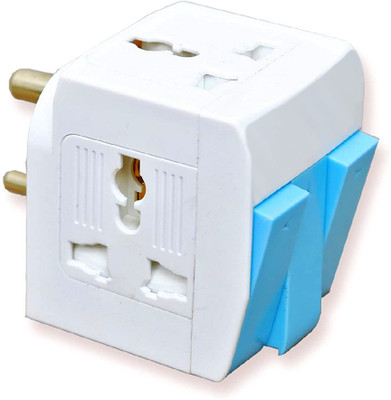 KAVANA 3 Pin 3 Way Universal Multiplug with Individual Switch - Multisocket Adaptor Worldwide Adaptor(Light Blue)