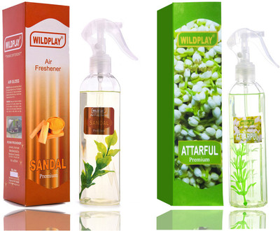 Wildplay Attarful & Sandal Room Air Freshener Spray Sandal 250ml Room freshener 1pc. and Attarful 250ml Room freshener 1pc.(2 x 125 ml)