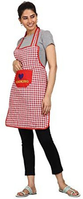 DPA Collection Cotton Home Use Apron - Free Size(Red, Single Piece)