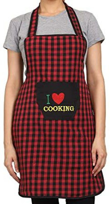 DPA Collection Cotton Home Use Apron - Free Size(Red, Single Piece)