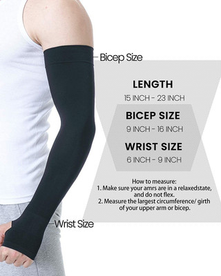 HM EVOTEK Nylon Arm Sleeve For Men(Free, Black)
