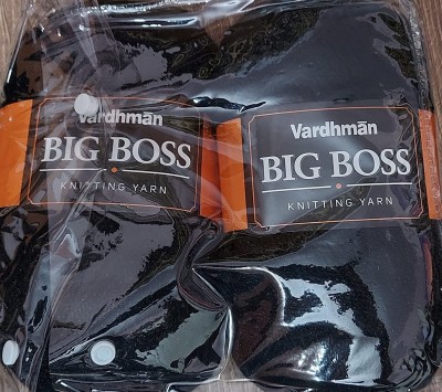 JEFFY Vardhman Big Boss Soft Fingering Hand Knitting Dyed Black Shade 400gm