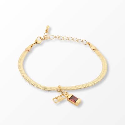 kuberlo Brass Ruby Gold-plated Bracelet