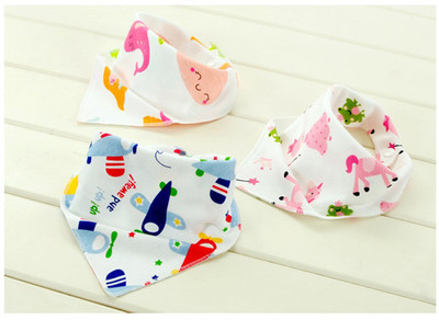 Mopslik Pack Of 3 Cartoon Prints Triangle Cotton Bandana Bibs - Pack Of 3(Multicolor)